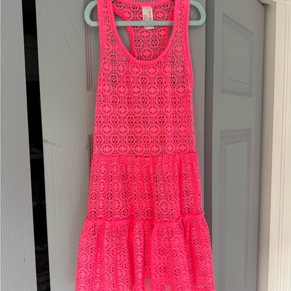 Cat & Jack Orange Pink Tiered Ruffled Sundress